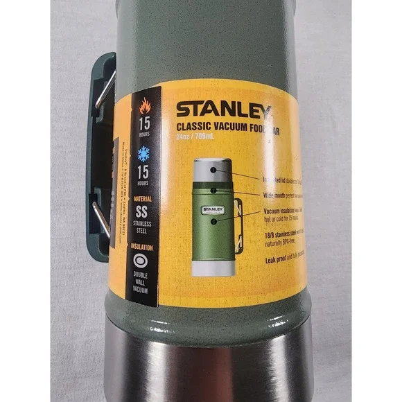 Stanley Legendary Classic Vacuum Food Jar 24oz Hammertone Green Thermos NEW - Picture 3 of 7